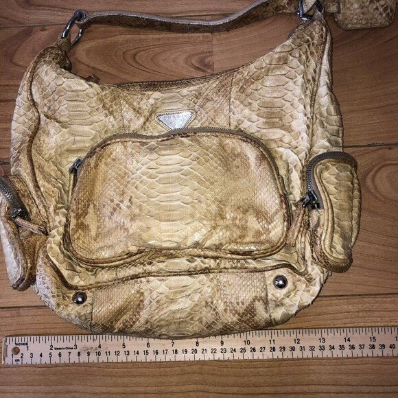 PRADA Limited Edition Tan Beige Python Snakeskin Leather Hobo Bag Purse Handbag - Picture 14 of 16